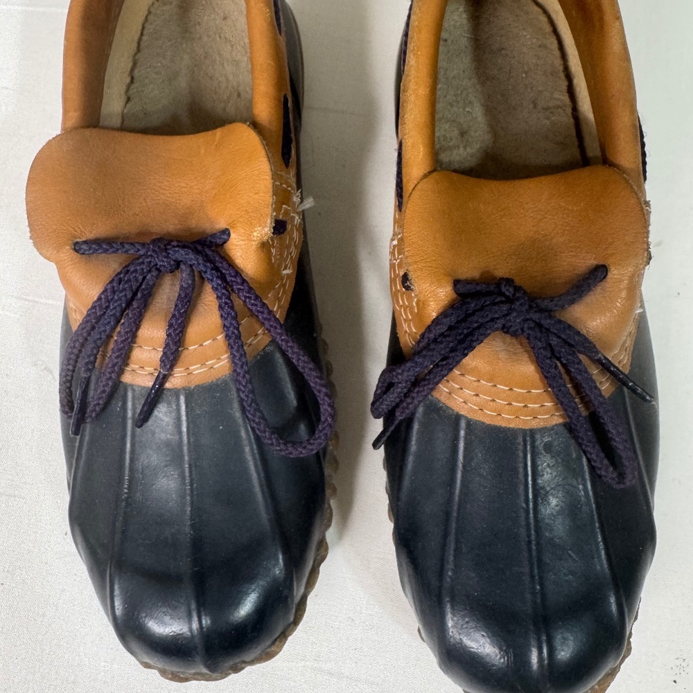 Sporto Duck Shoes Size 5 – Brown & Blue Leather Rubber Rain Snow Shoes